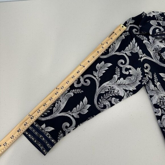 Suttles and Seawinds Tunic Top Size M L Floral Blue Art to wear Slit Side - Picture 5 of 13